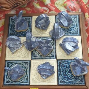 Blue and Cream Ceramic Tile Art